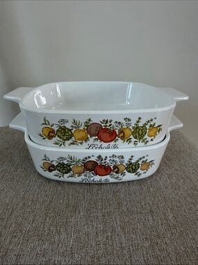 Set of 2 Corningware Spice of Life Ceramic Baking Dishes, 1 liter